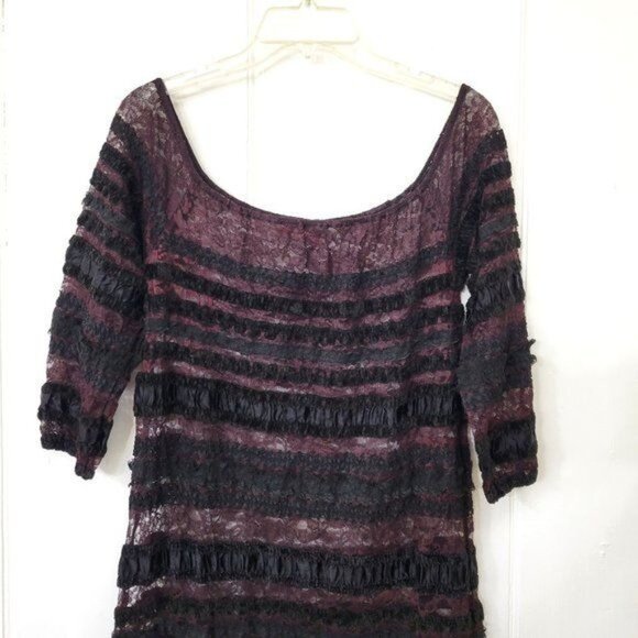 Liz Potter for Jeannie and Elizabeth Brown and Black Lace Maxi Dress - Picture 2 of 8